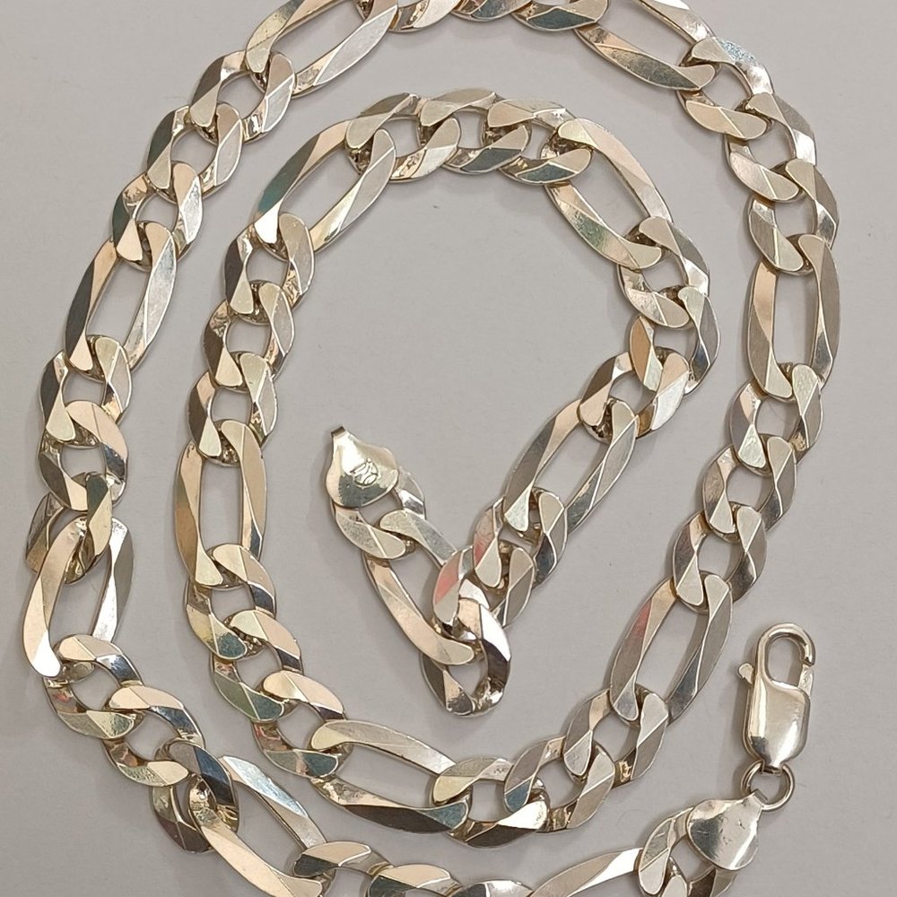 925 Sterling Silver Solid Figaro Style Chain - image 1